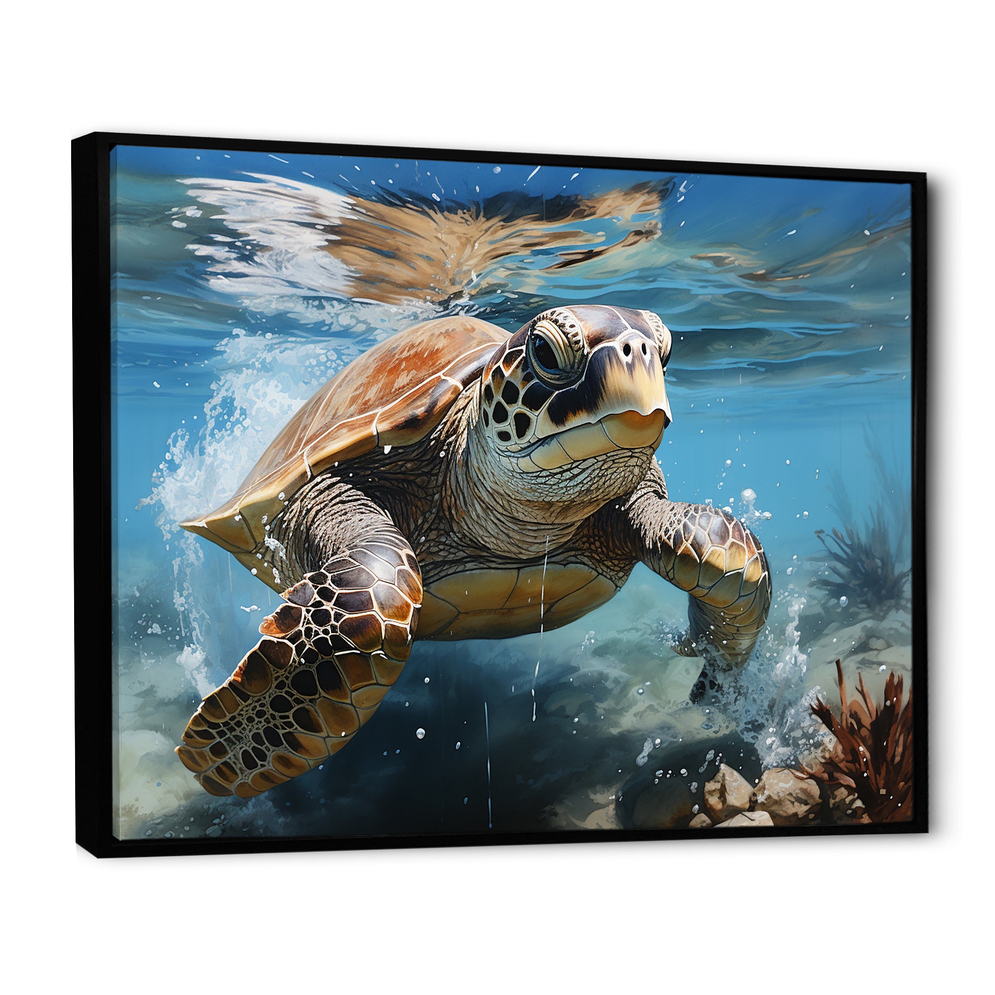 Watercolor Coast - Turtle Canvas Wall Art
