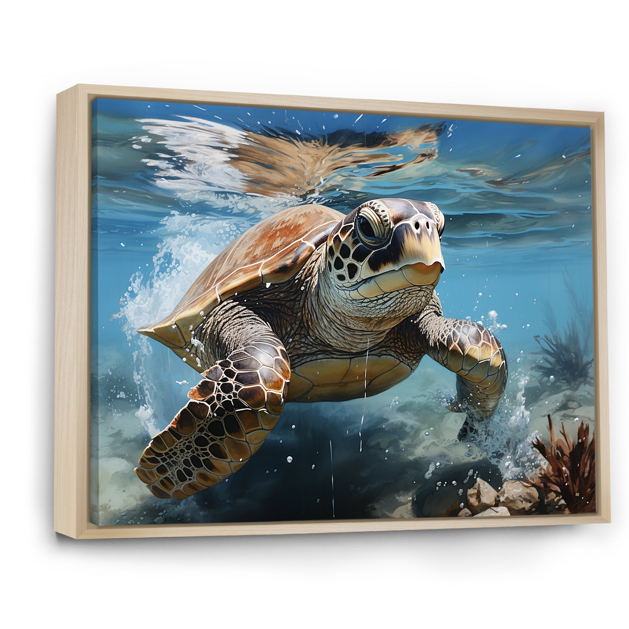 Watercolor Coast - Turtle Canvas Wall Art