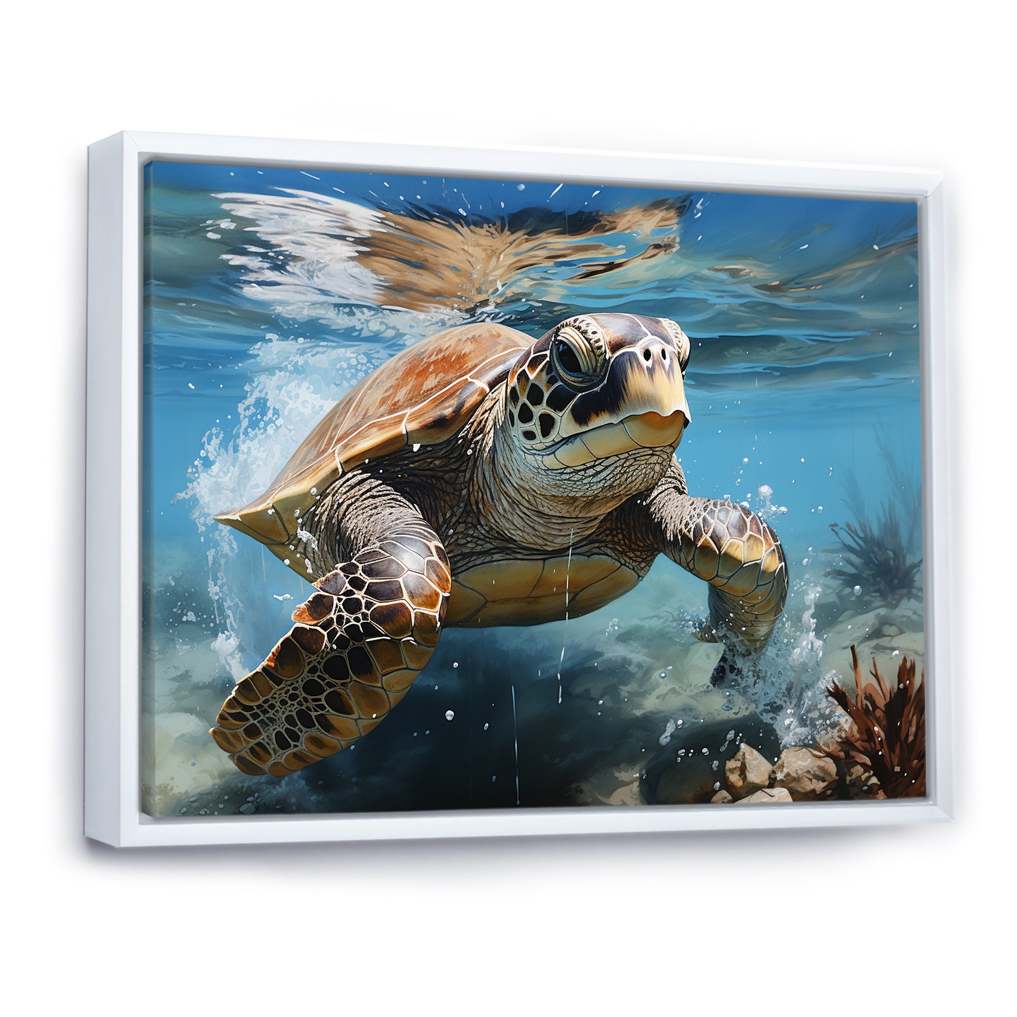 Watercolor Coast - Turtle Canvas Wall Art