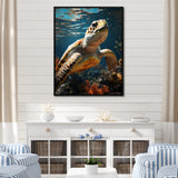Whimsical Of A Turtle As An Ocean Explorer - Turtle Wall Decor