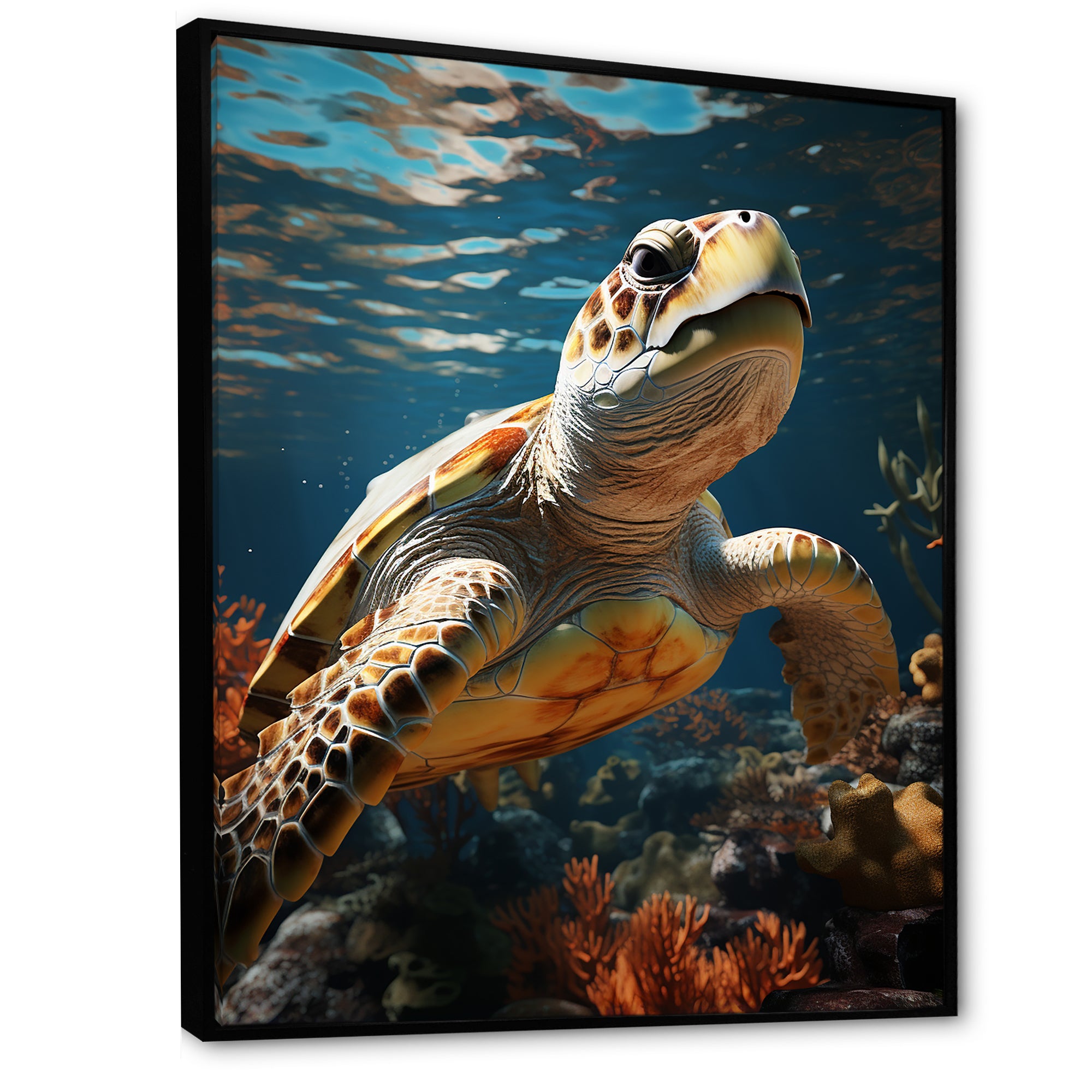 Whimsical Of A Turtle As An Ocean Explorer - Turtle Wall Decor