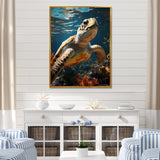 Whimsical Of A Turtle As An Ocean Explorer - Turtle Wall Decor