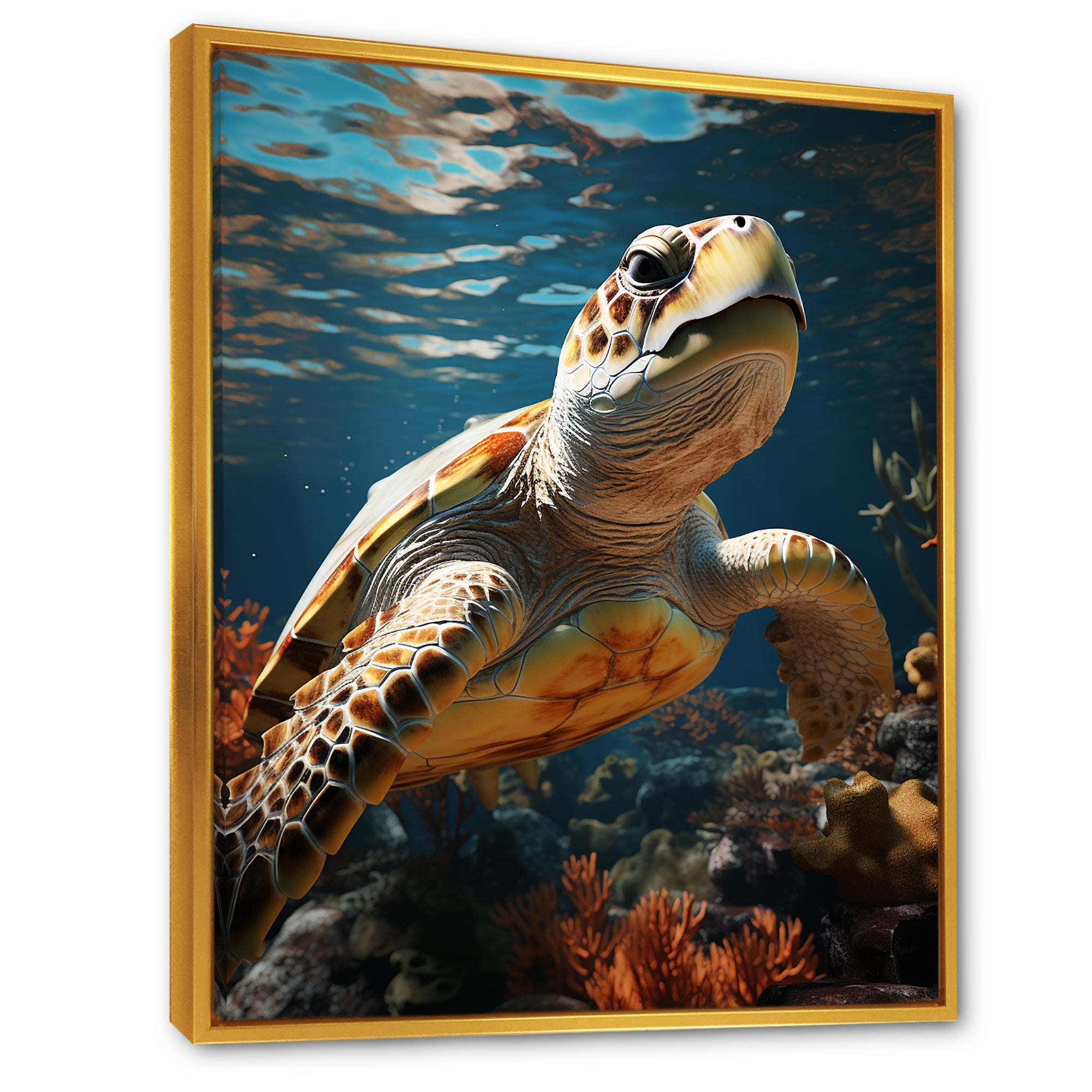Whimsical Of A Turtle As An Ocean Explorer - Turtle Wall Decor
