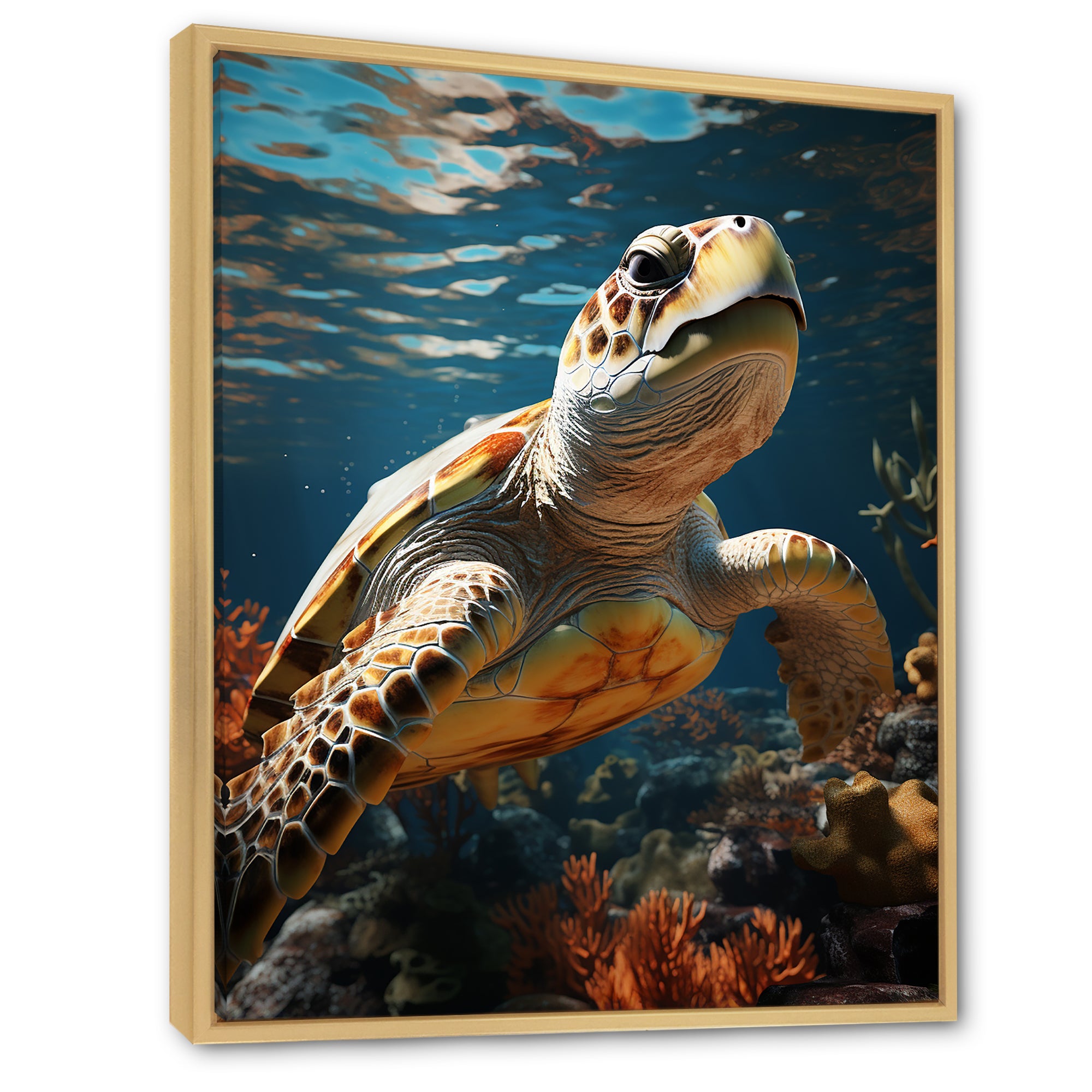 Whimsical Of A Turtle As An Ocean Explorer - Turtle Wall Decor