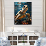 Whimsical Of A Turtle As An Ocean Explorer - Turtle Wall Decor