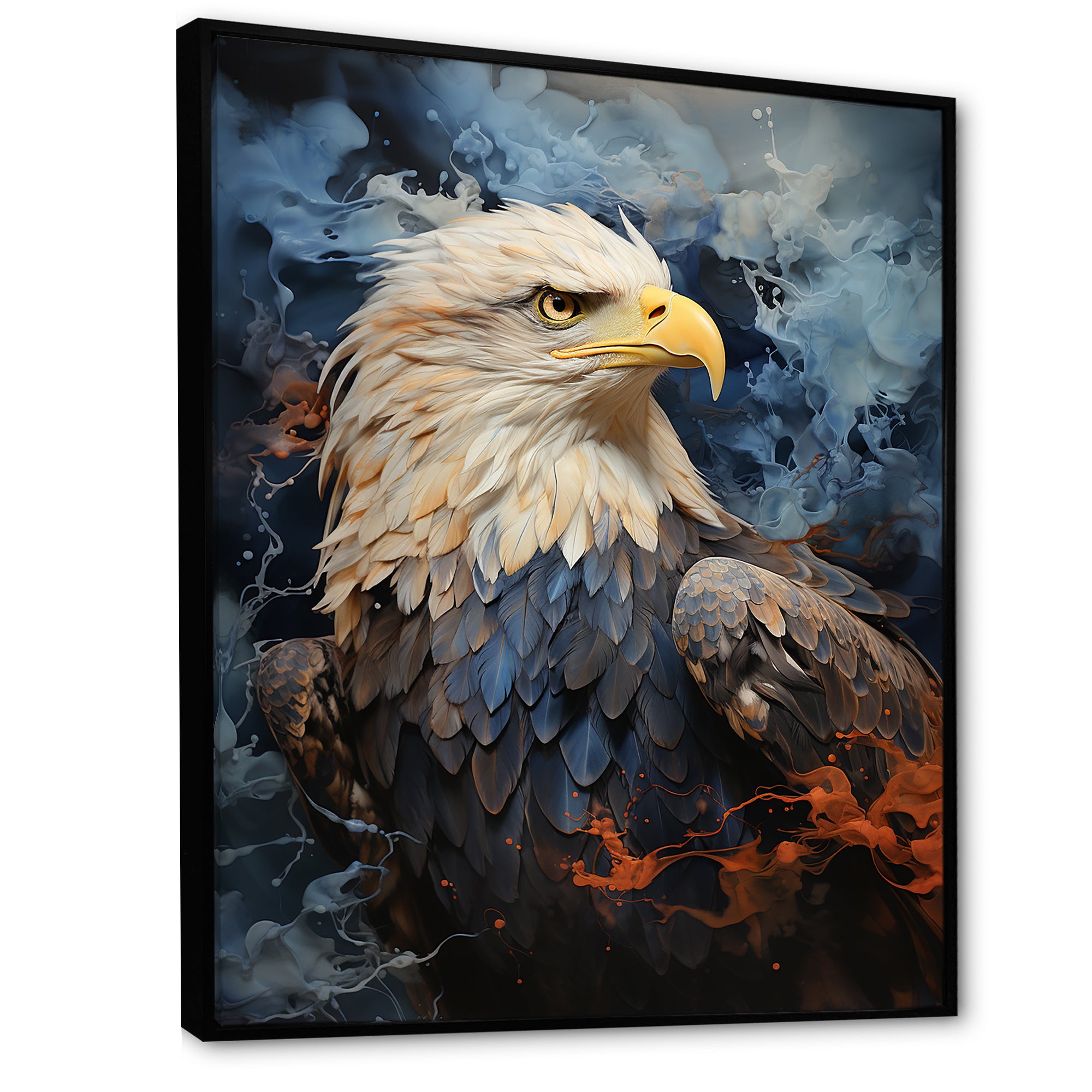 Blue and Black Abstract Eagle - Eagle Canvas Wall Art