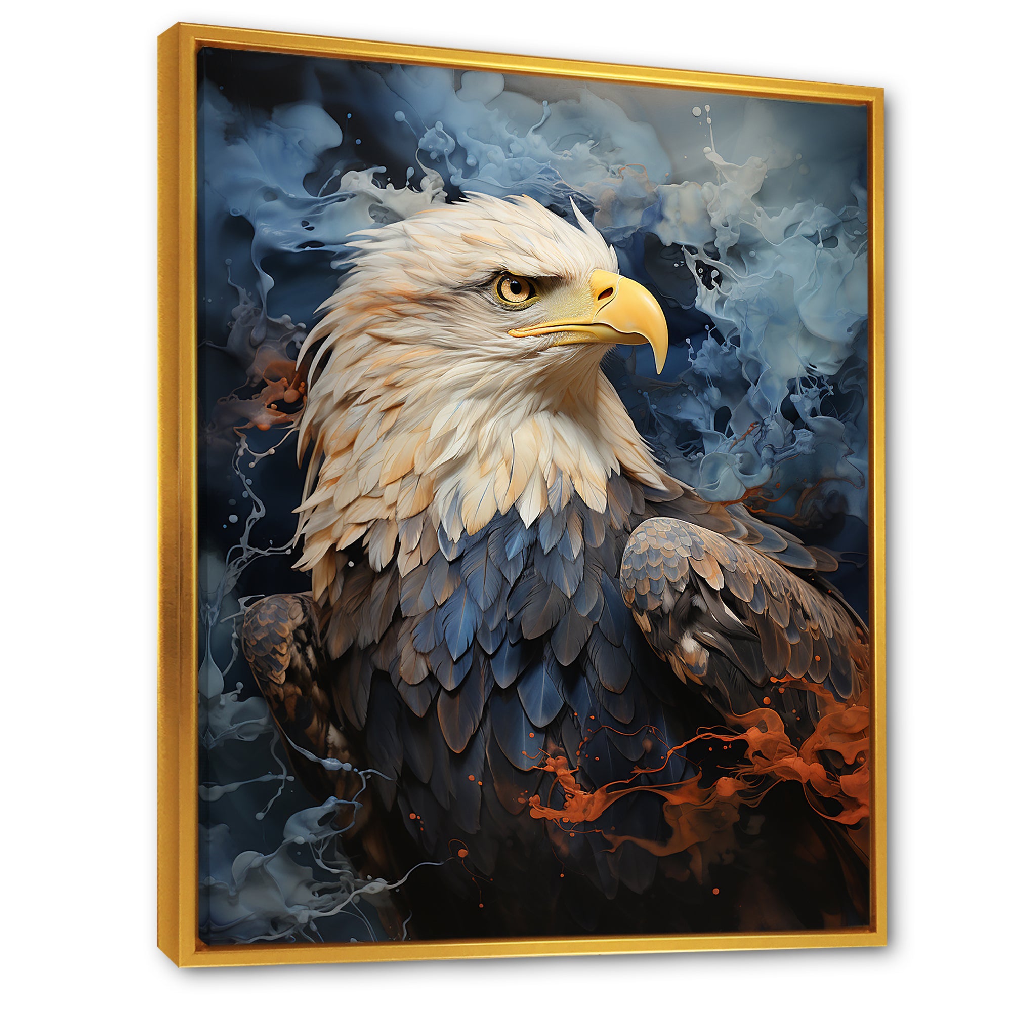 Blue and Black Abstract Eagle - Eagle Canvas Wall Art