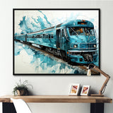 Blue and white Train Railway - Train Canvas Wall Art
