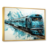 Blue and white Train Railway - Train Canvas Wall Art