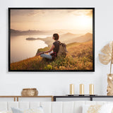 Relaxing Woman Hiking - Hiking Canvas Wall Art