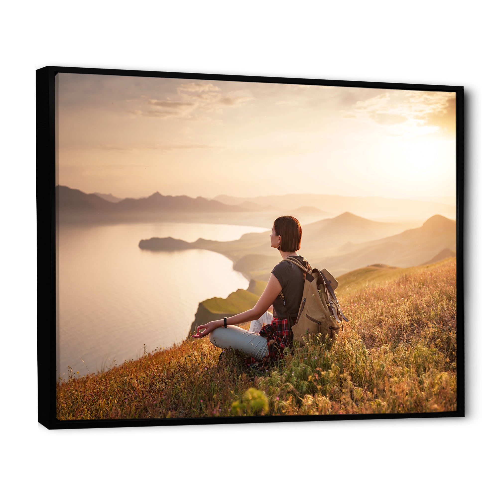 Relaxing Woman Hiking - Hiking Canvas Wall Art