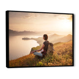 Relaxing Woman Hiking - Hiking Canvas Wall Art