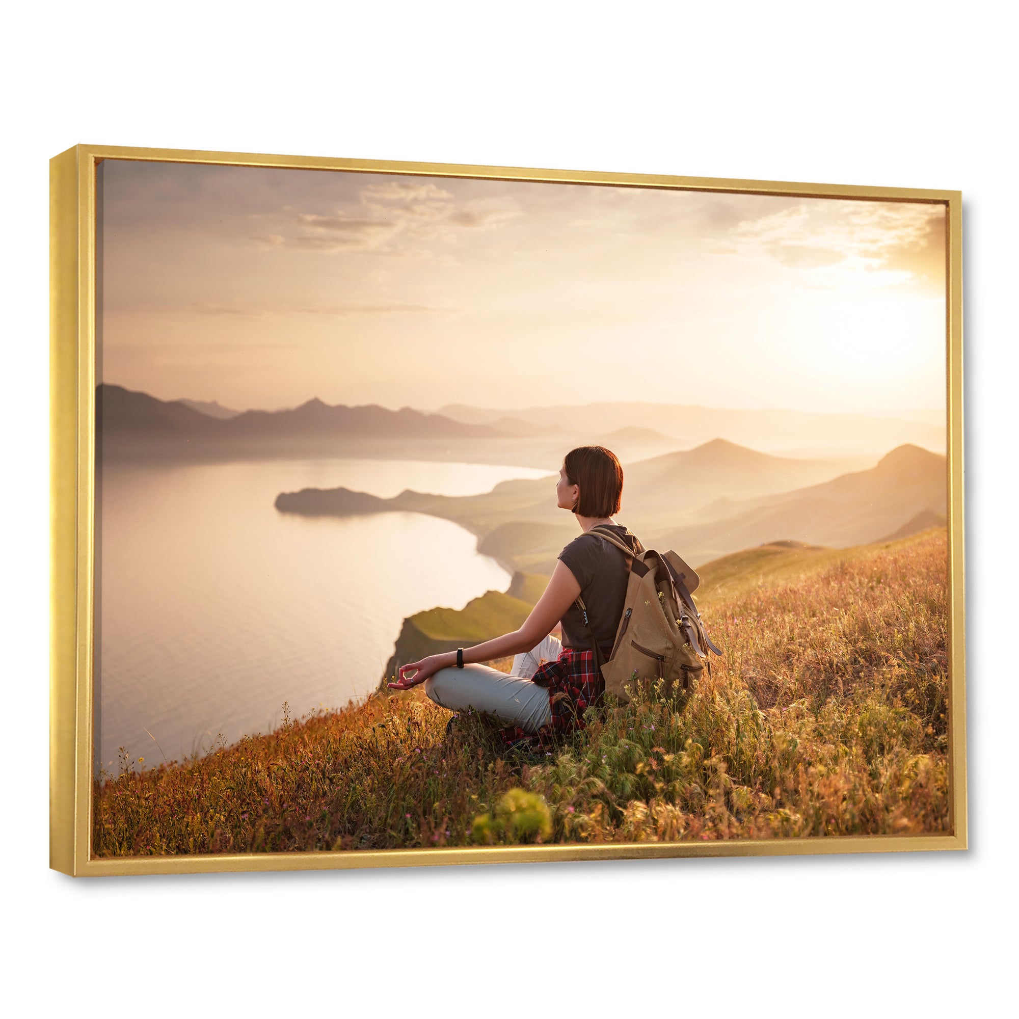 Relaxing Woman Hiking - Hiking Canvas Wall Art