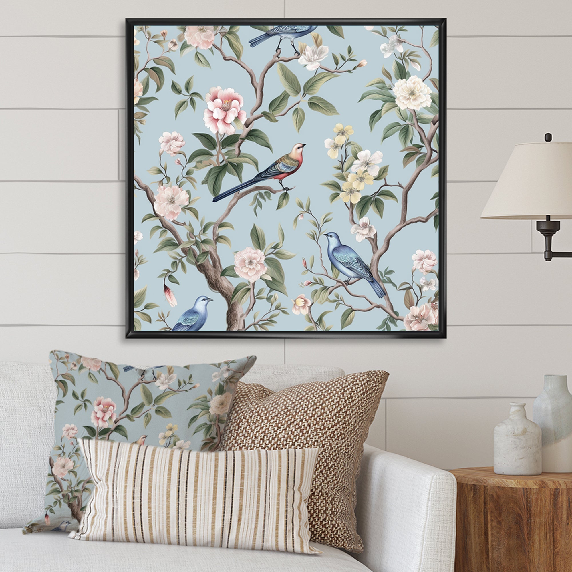 Chinoiserie Birds and Peonies - Bird Bedroom Wall Art