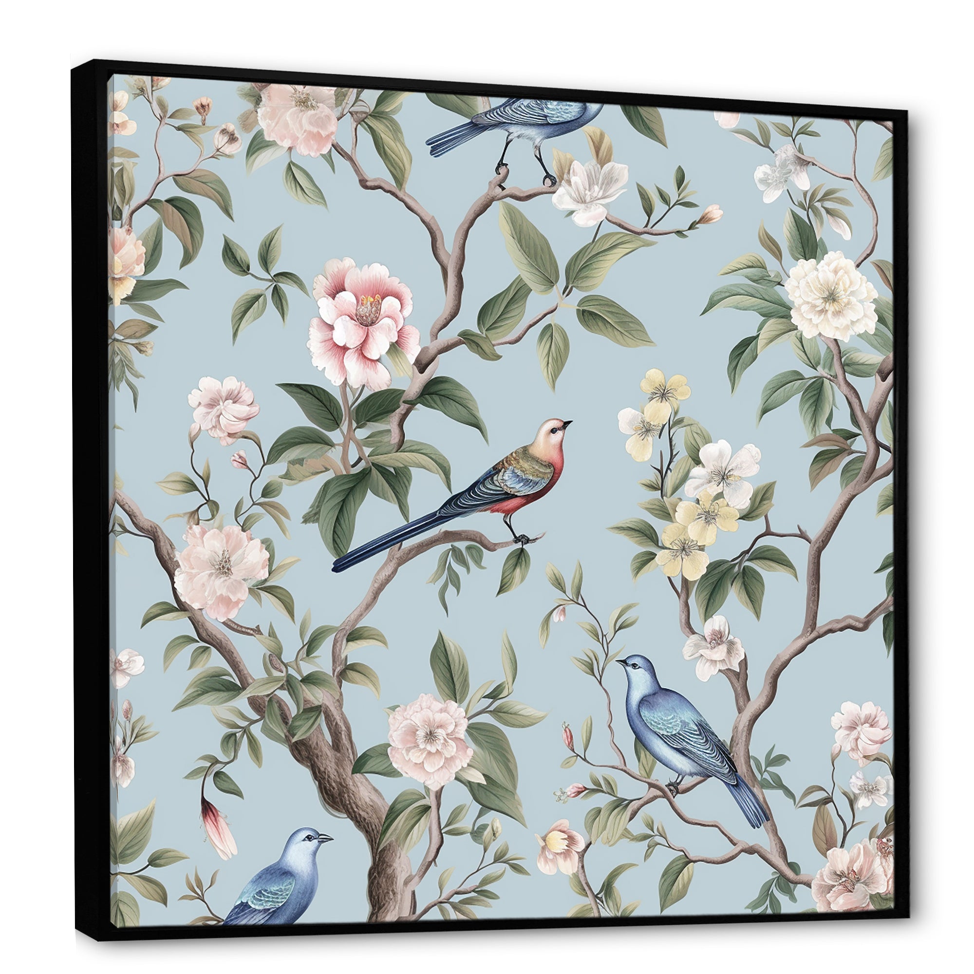 Chinoiserie Birds and Peonies - Bird Bedroom Wall Art