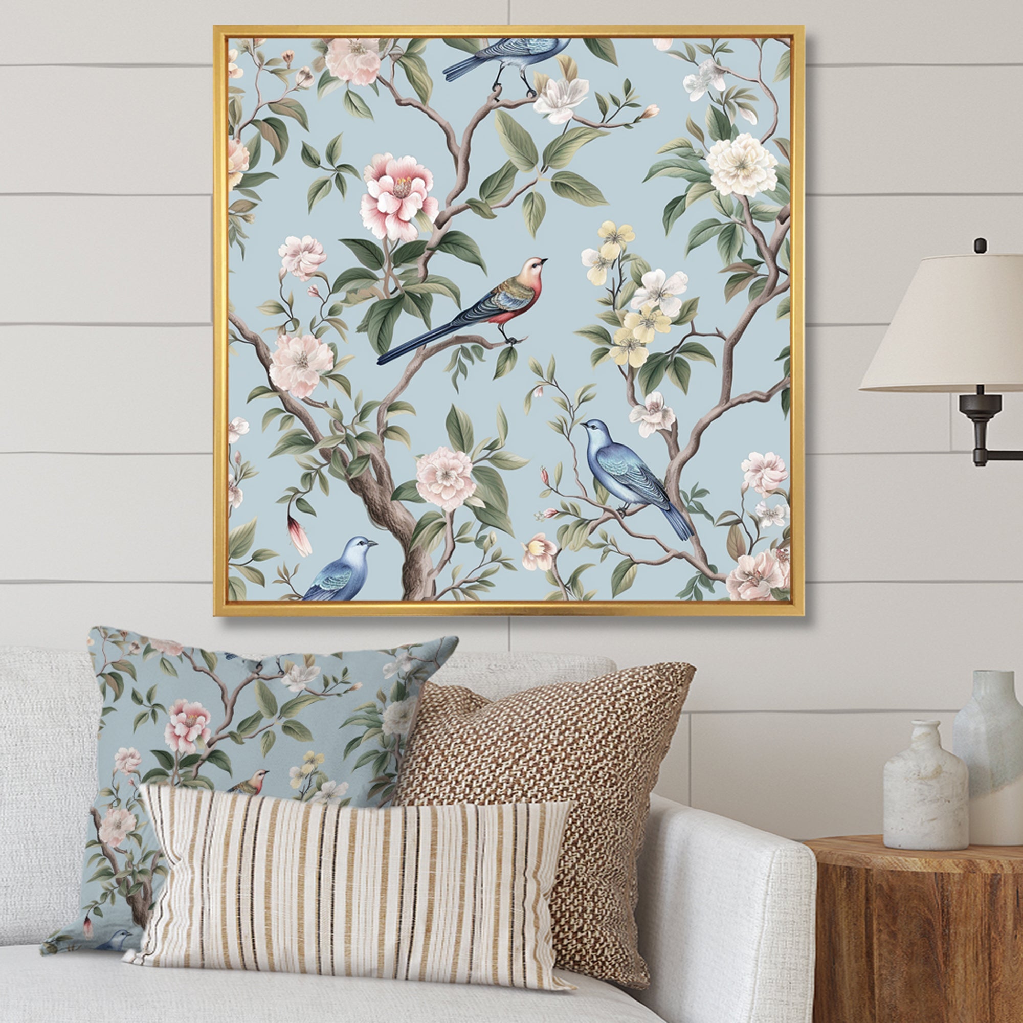 Chinoiserie Birds and Peonies - Bird Bedroom Wall Art
