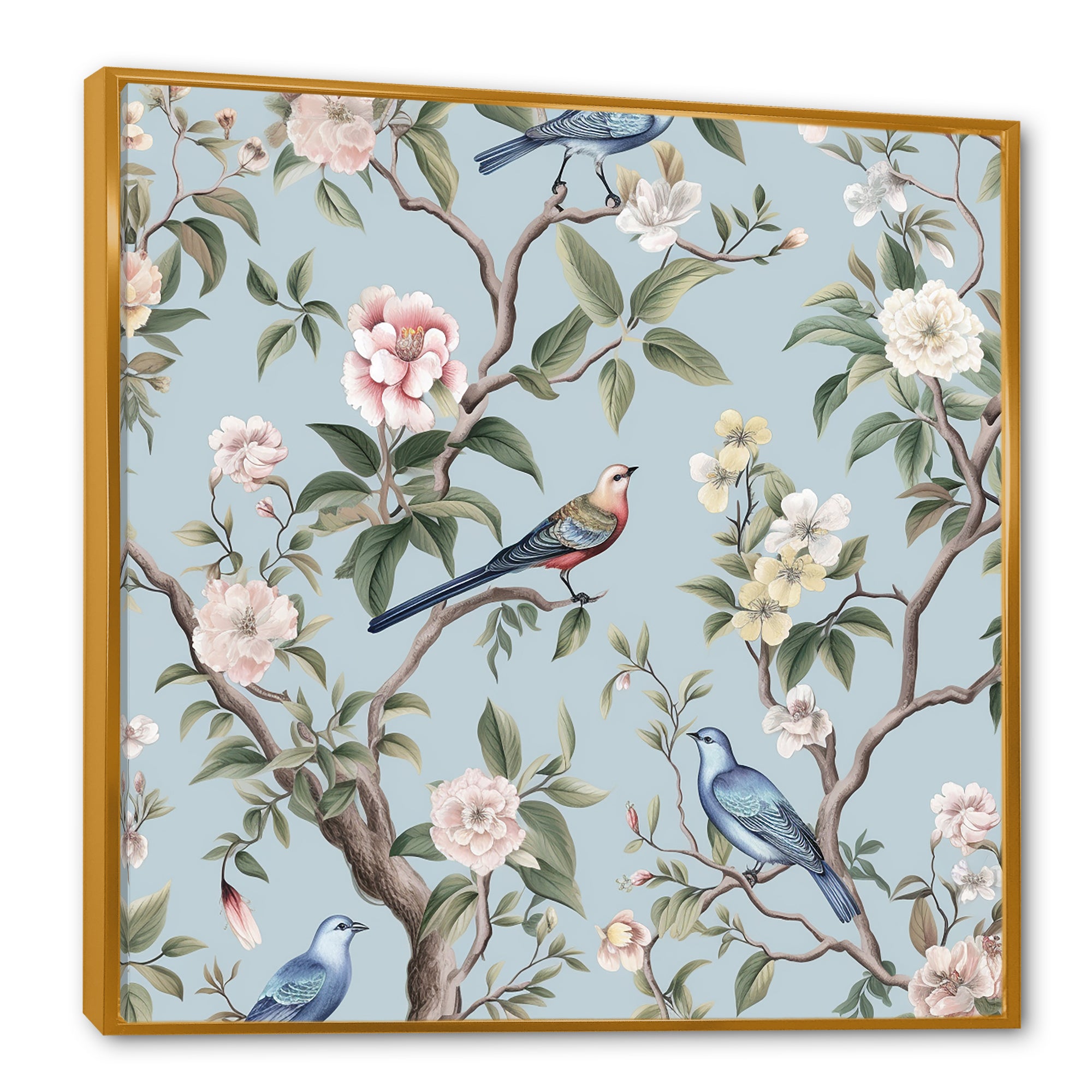 Chinoiserie Birds and Peonies - Bird Bedroom Wall Art