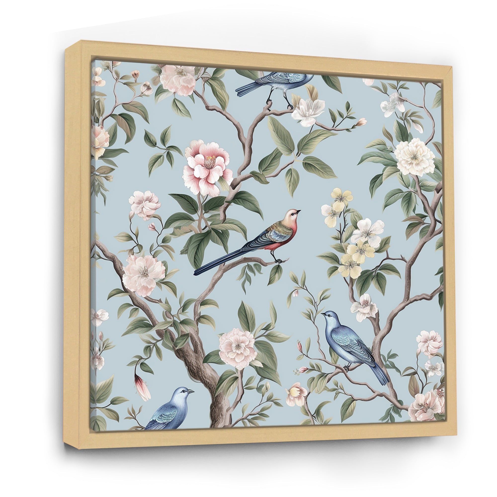 Chinoiserie Birds and Peonies - Bird Bedroom Wall Art