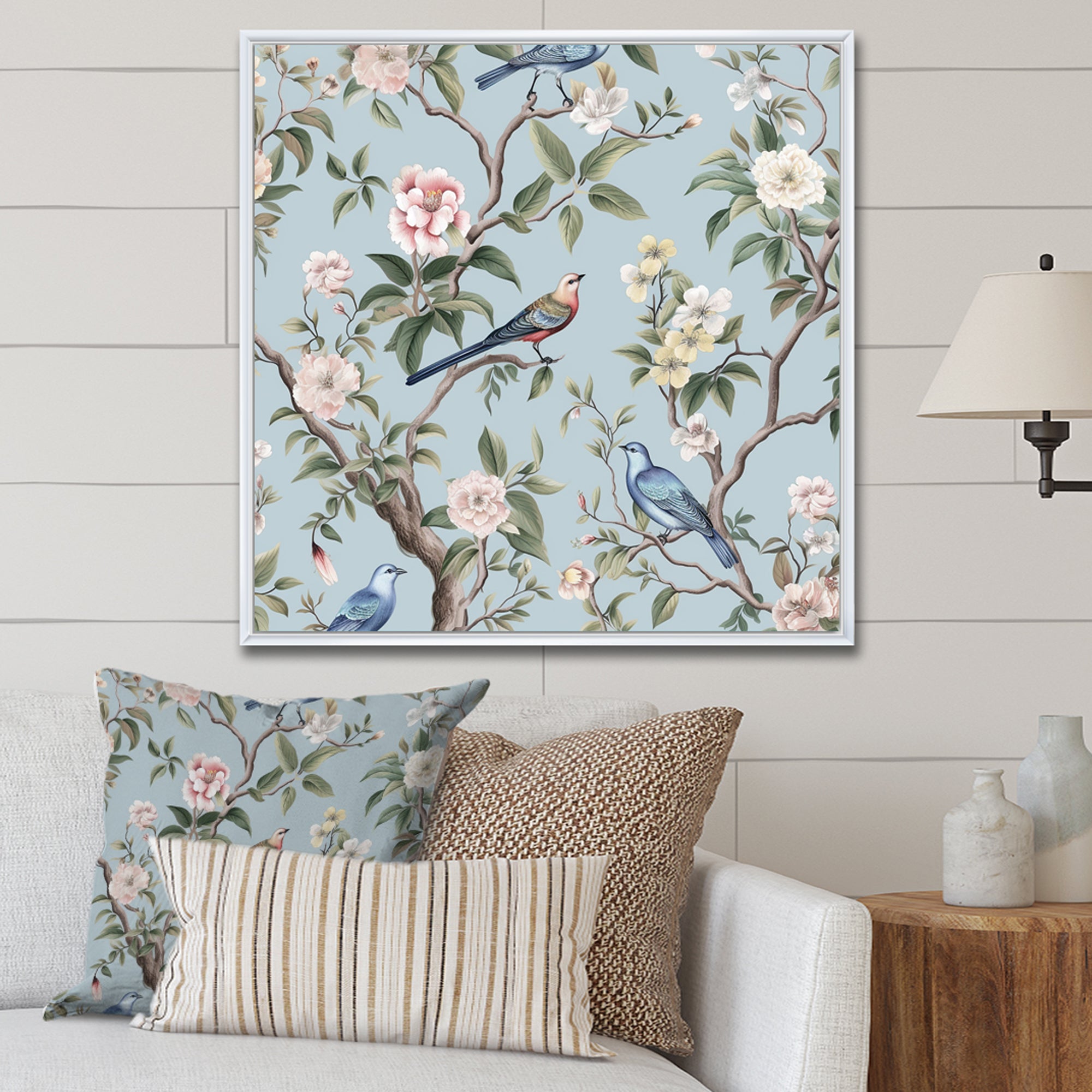 Chinoiserie Birds and Peonies - Bird Bedroom Wall Art