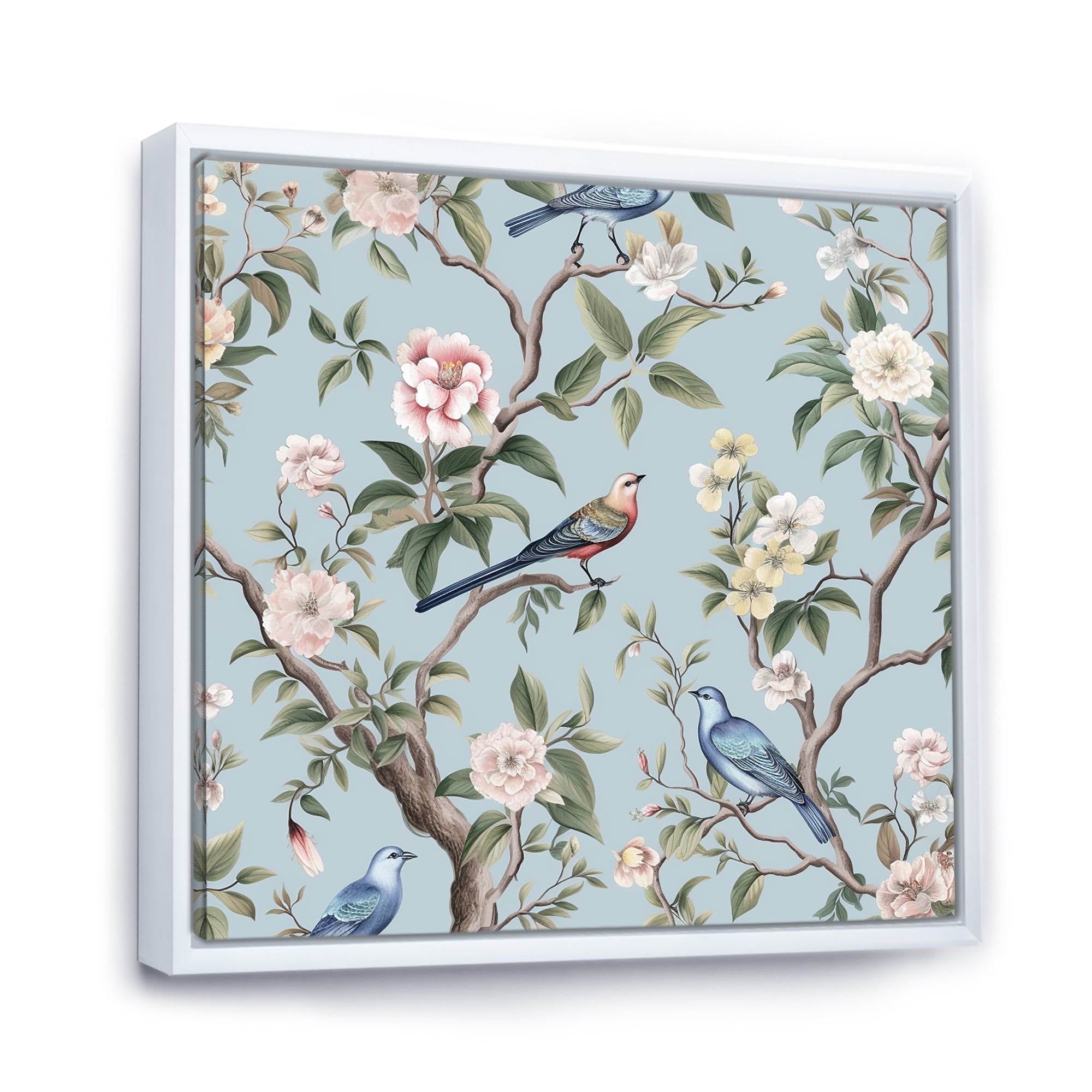 Chinoiserie Birds and Peonies - Bird Bedroom Wall Art