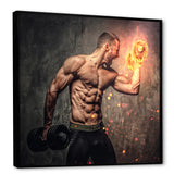 Bodybuilder S Dumbbell On Fire Photo - Aerobic & Bodybuilding Canvas Wall Art