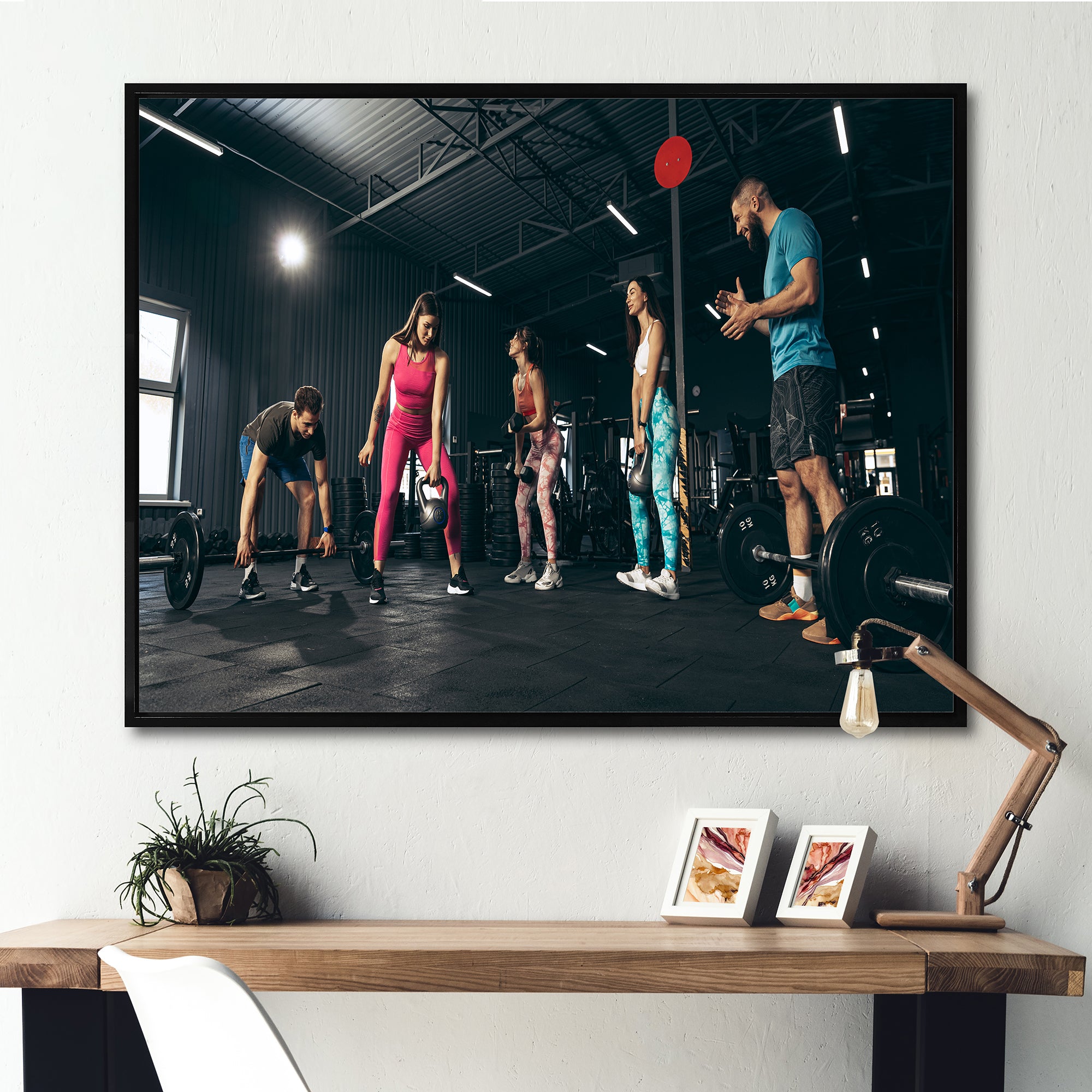Bodybuilding Indoor Group Training - Aerobic & Bodybuilding Canvas Wall Art