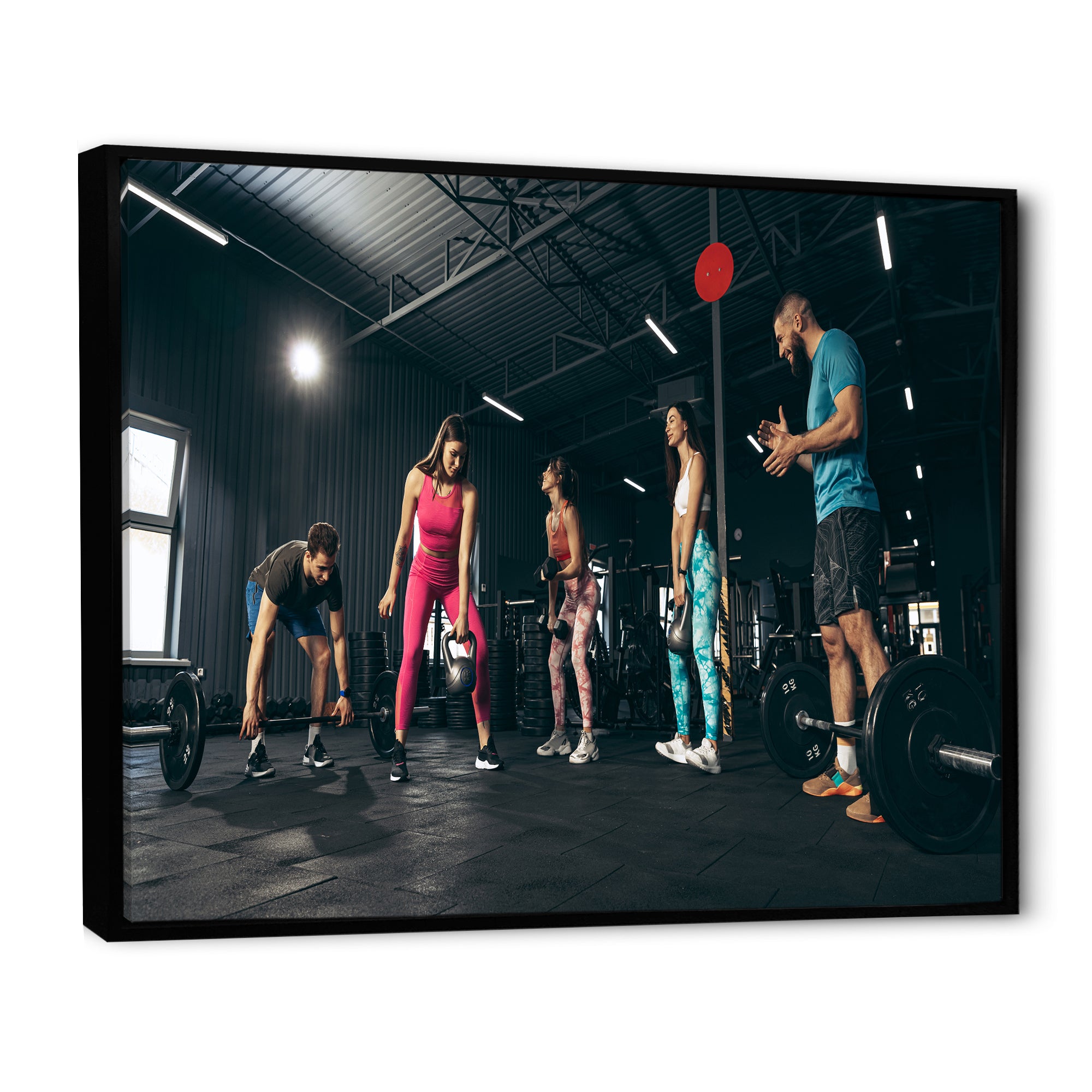 Bodybuilding Indoor Group Training - Aerobic & Bodybuilding Canvas Wall Art