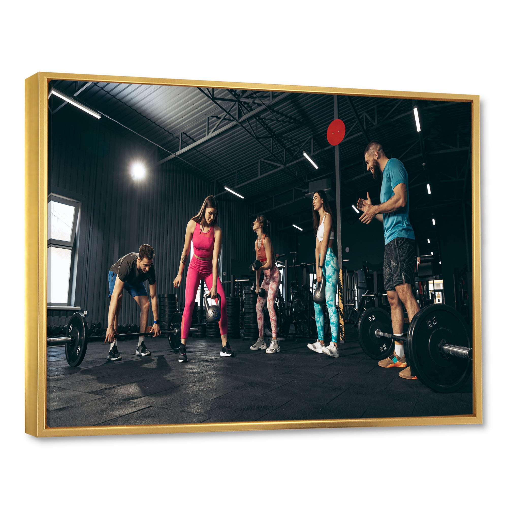 Bodybuilding Indoor Group Training - Aerobic & Bodybuilding Canvas Wall Art