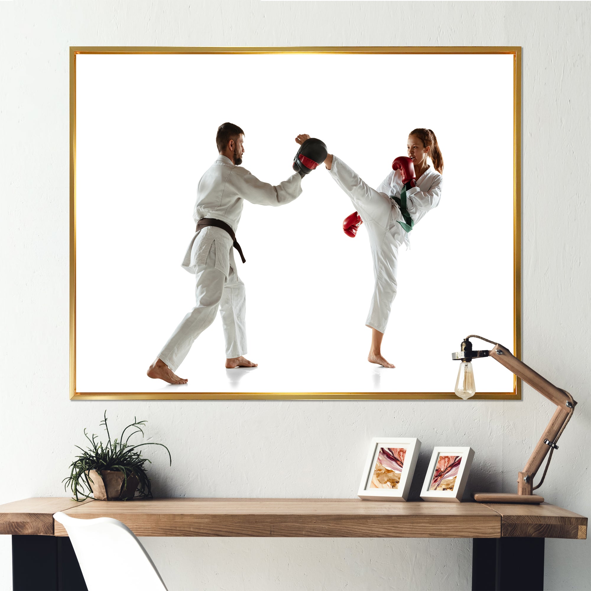 Practicing Combat In Martial Art - Martial Arts Canvas Wall Art
