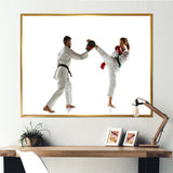 Practicing Combat In Martial Art - Martial Arts Canvas Wall Art