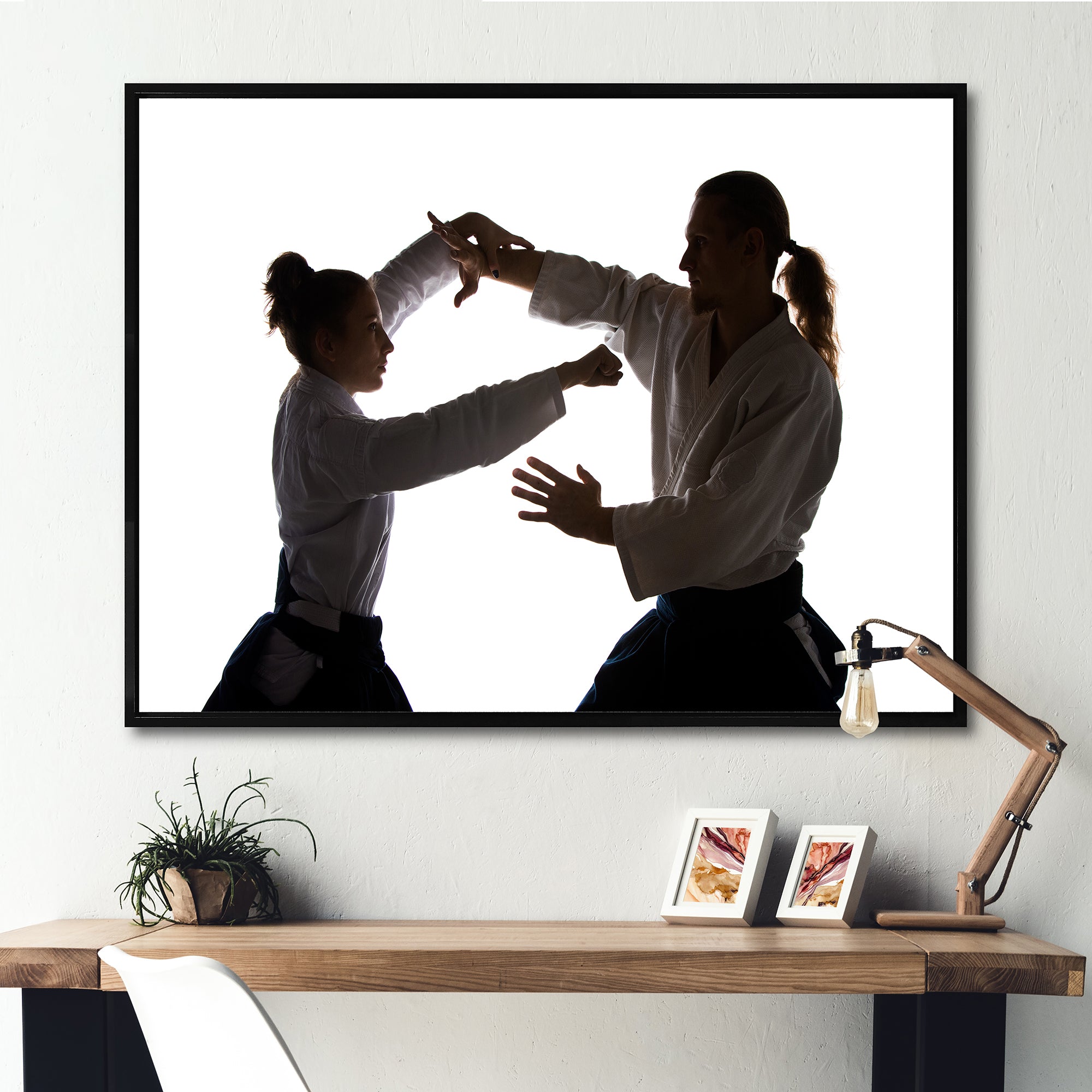 Woman Martial Arts Fight Training Studio - Martial Arts Canvas Wall Art
