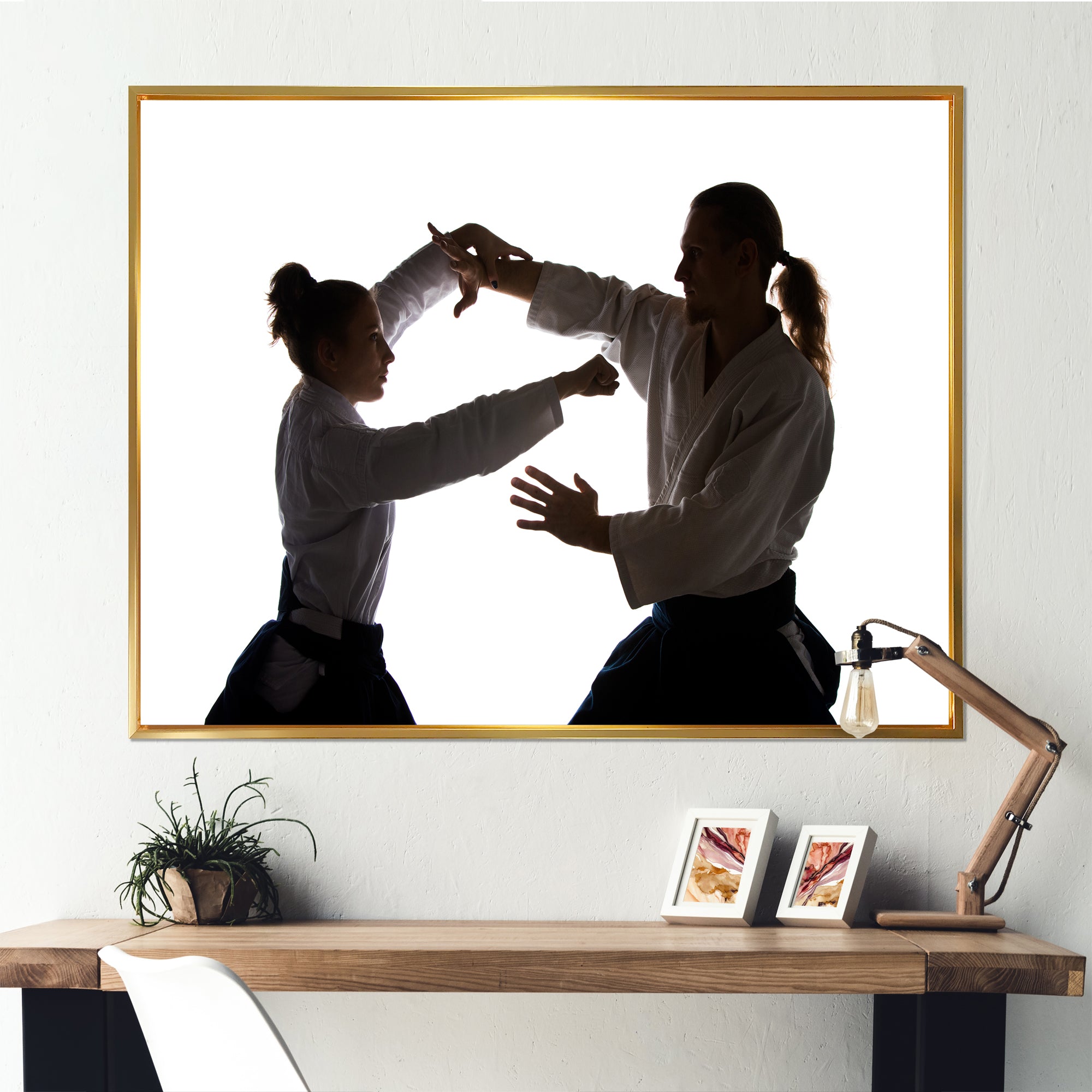 Woman Martial Arts Fight Training Studio - Martial Arts Canvas Wall Art