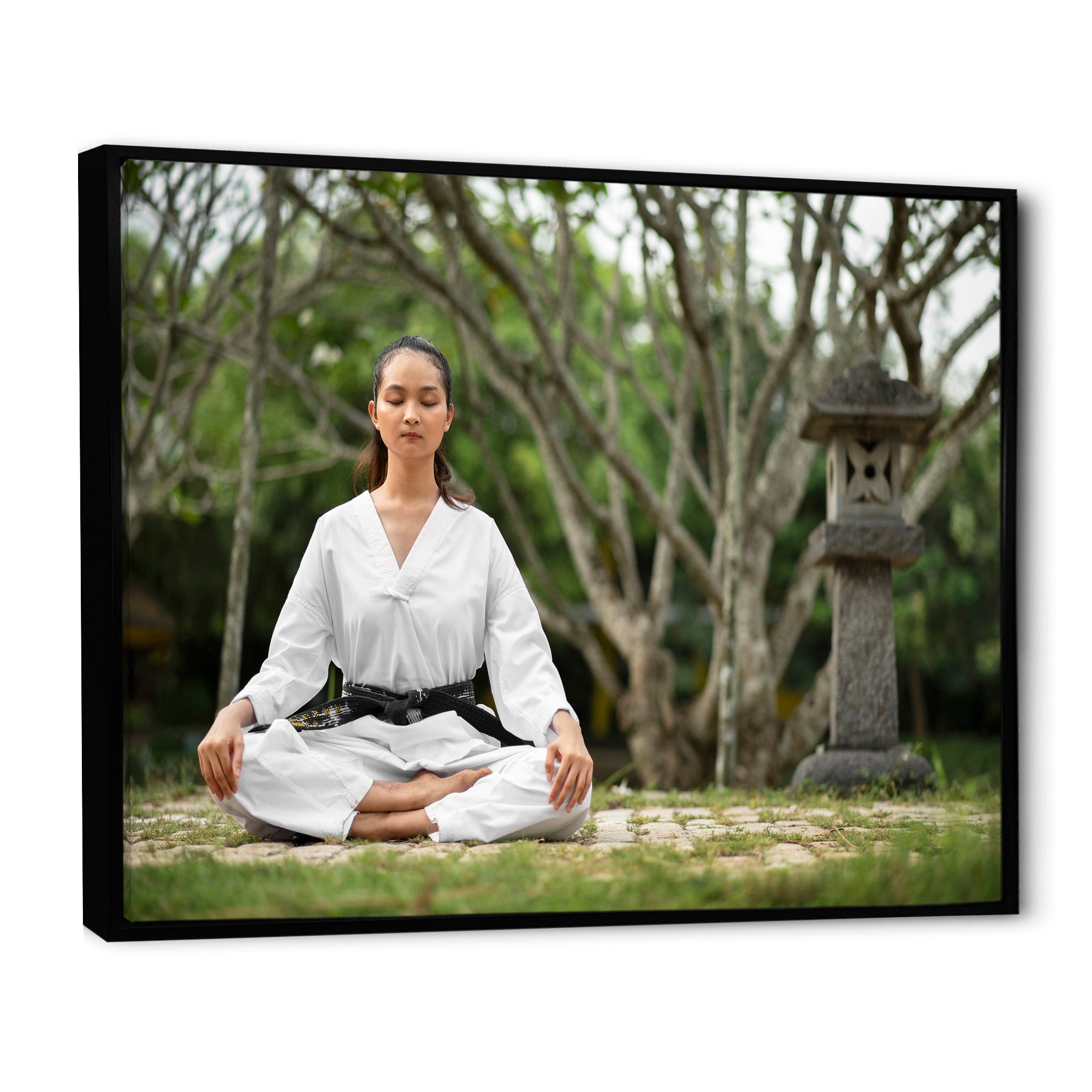 Woman Karate Meditating Mindfulness - Martial Arts Canvas Wall Art