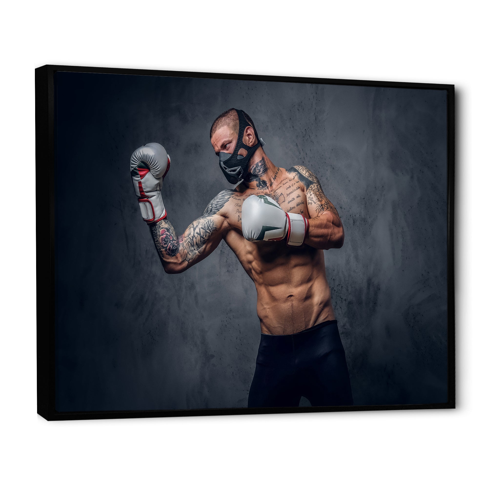 Masked Martial Art Tattooed Fighter - Sport Boxer Canvas Wall Art