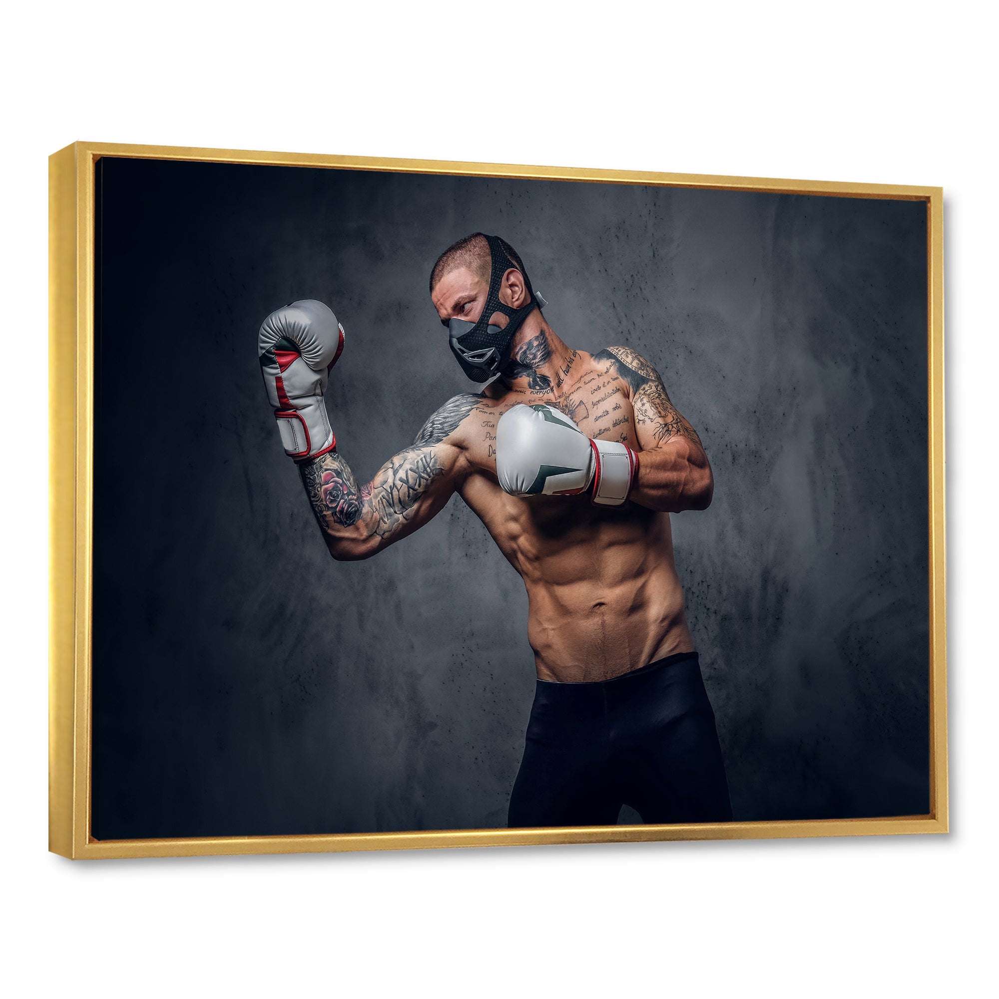 Masked Martial Art Tattooed Fighter - Sport Boxer Canvas Wall Art