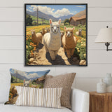 Cheerful farm Alpaca portrait - Parrot Canvas Wall Art