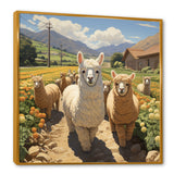 Cheerful farm Alpaca portrait - Parrot Canvas Wall Art