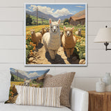 Cheerful farm Alpaca portrait - Parrot Canvas Wall Art