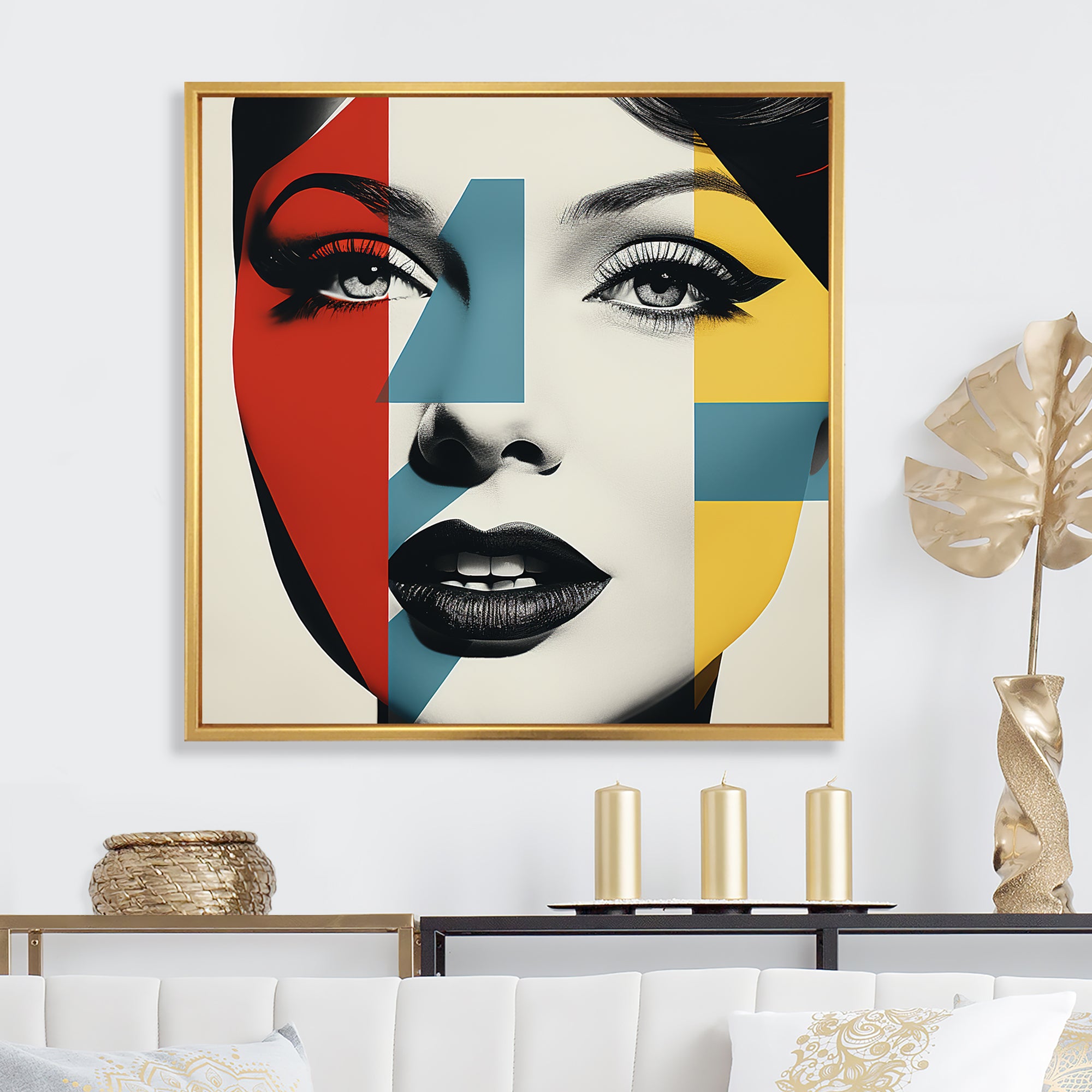 Pop Art Runway woman Portrait - Raven Canvas Wall Art