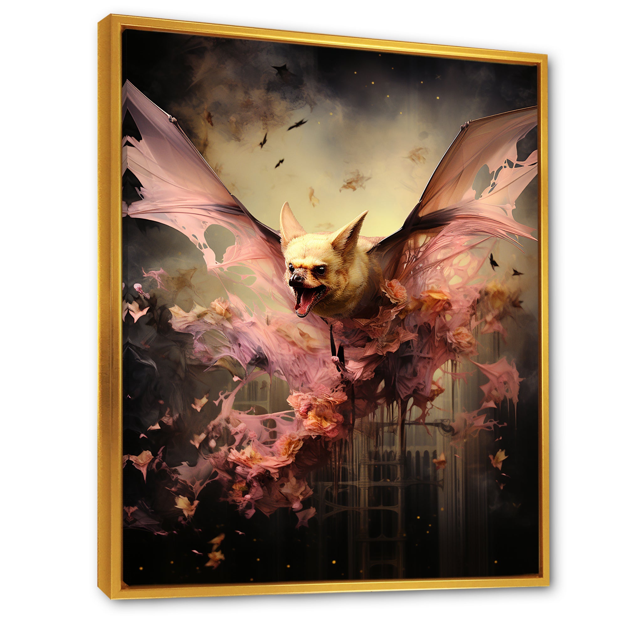 Abstract Pink and Black Bat Elegance - Bat Wall Decor