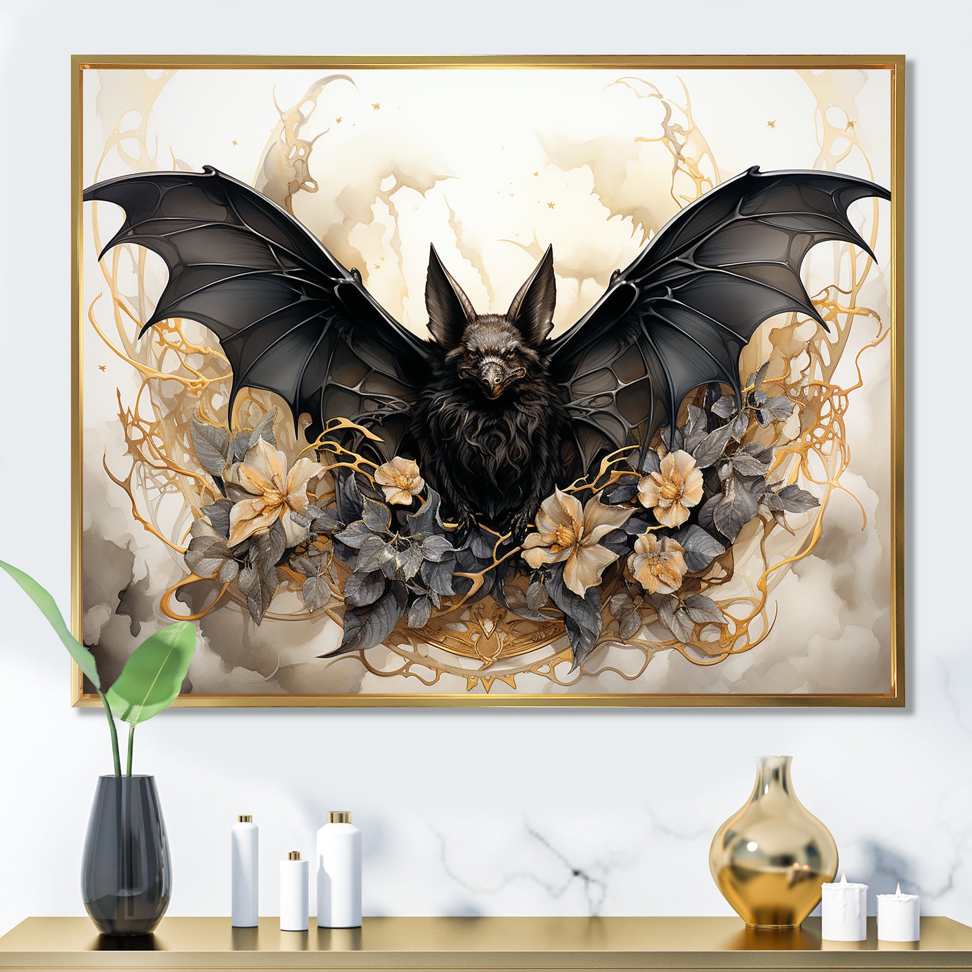 Minimalist Bat Silhouette - Black Bat Wall Art