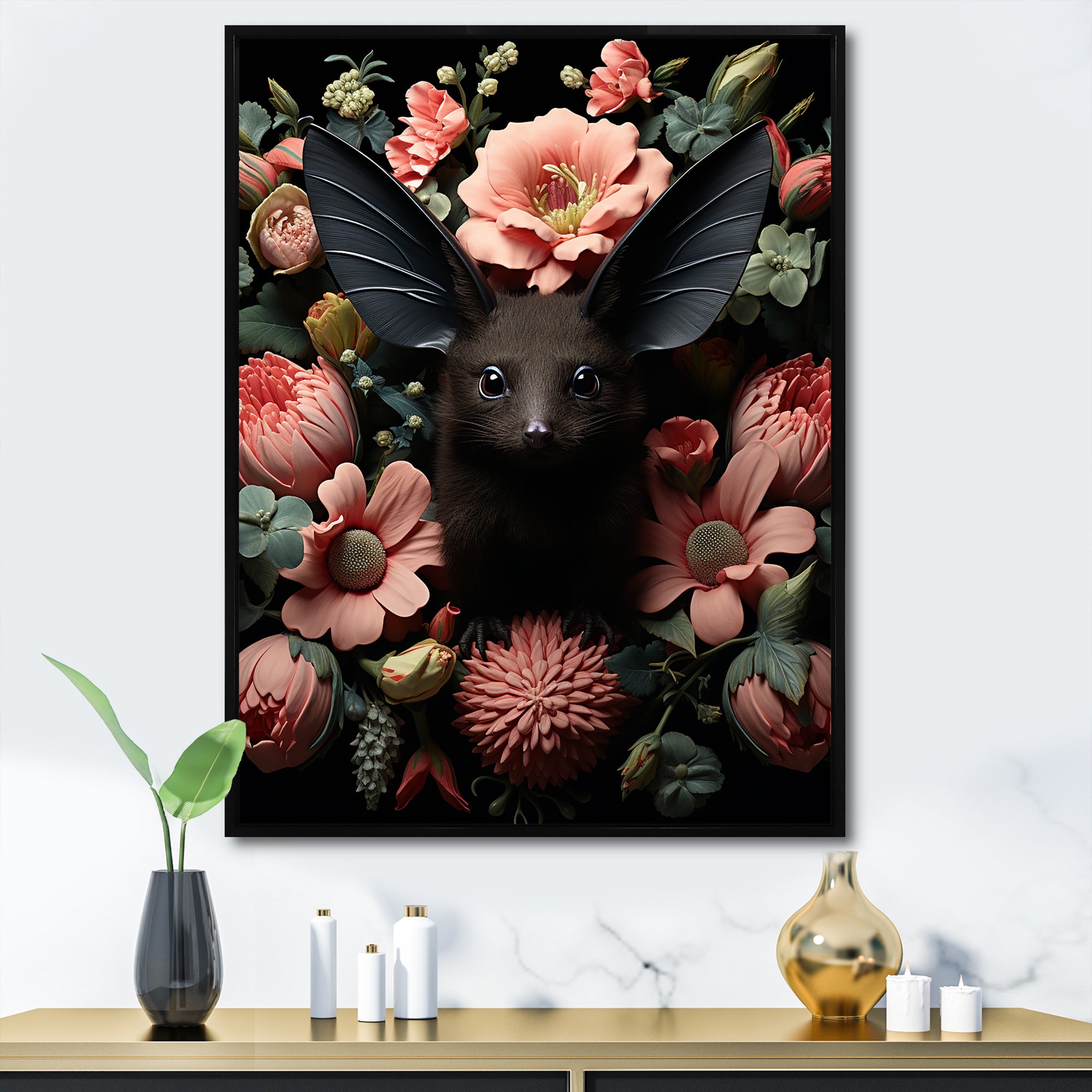 Surreal Bat Fantasy - Bat Framed Canvas Art