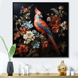 Red bird Serenity blooms - Nursery Teddy Bear Canvas Wall Art