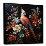 Red bird Serenity blooms - Nursery Teddy Bear Canvas Wall Art