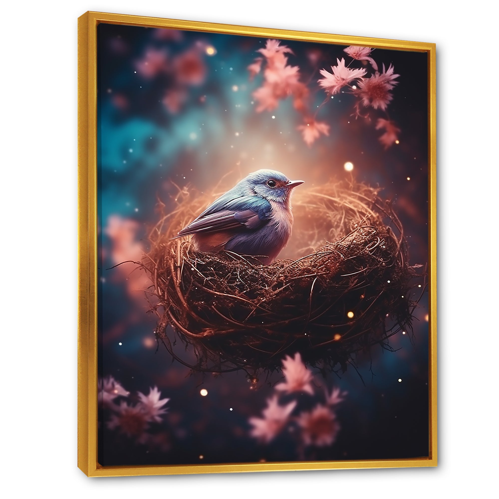Floral bird nest harmony - Bird Wall Decor