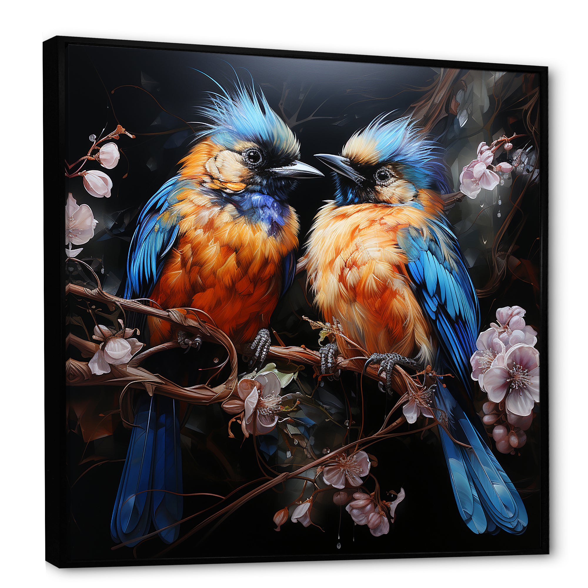 Blue and orange birds Symphony - Nursery Teddy Bear Wall Decor