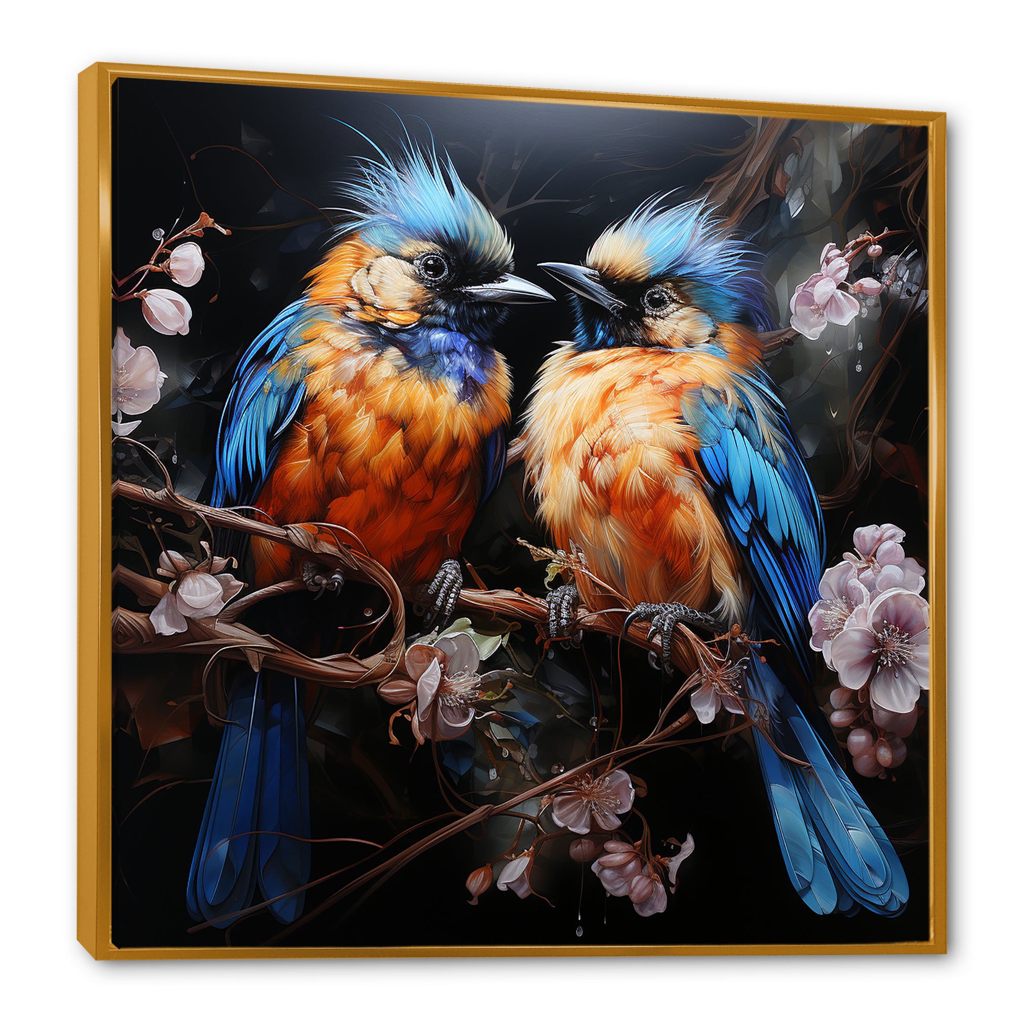 Blue and orange birds Symphony - Nursery Teddy Bear Wall Decor