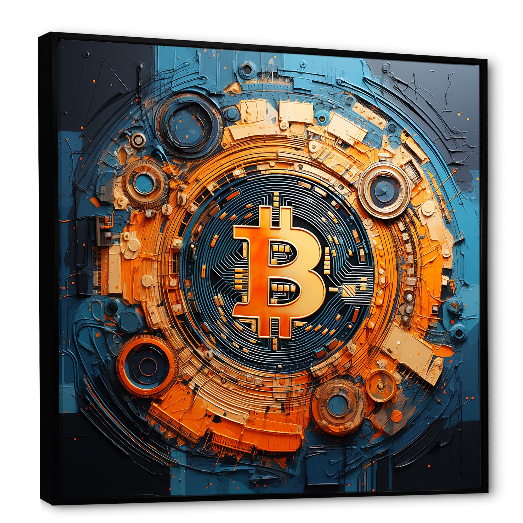 Orange Vibrant Bitcoin crypto - Nursery Teddy Bear Wall Art Prints