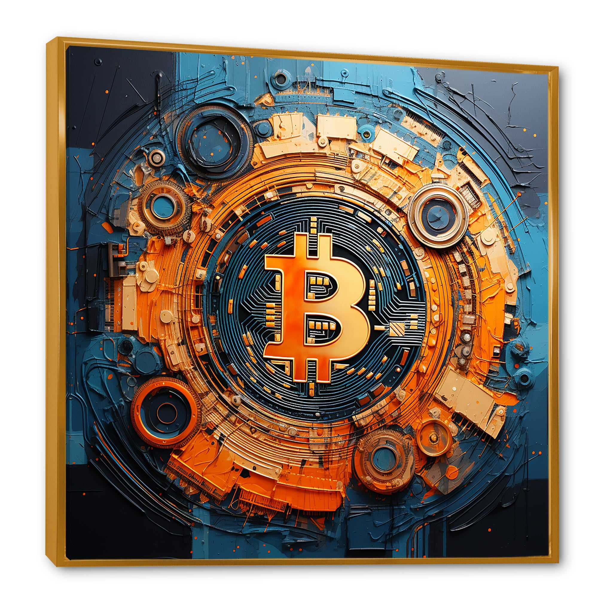 Orange Vibrant Bitcoin crypto - Nursery Teddy Bear Wall Art Prints