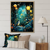 Flower serenity wood Pecker starry night - Bird Wall Decor